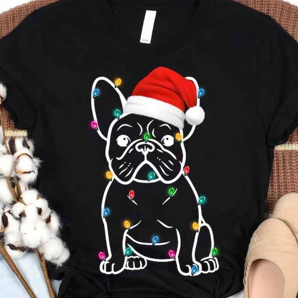 Christmas French Bulldog Lights Cute Dog Lover T-Shirt